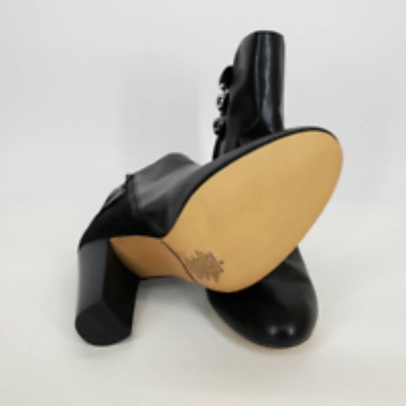 Express Womens Ankle Boots Booties Black Block Heels Studded Side Zipper 10 - Picture 4 of 10